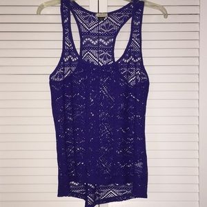 Royal blue razor back lace like top